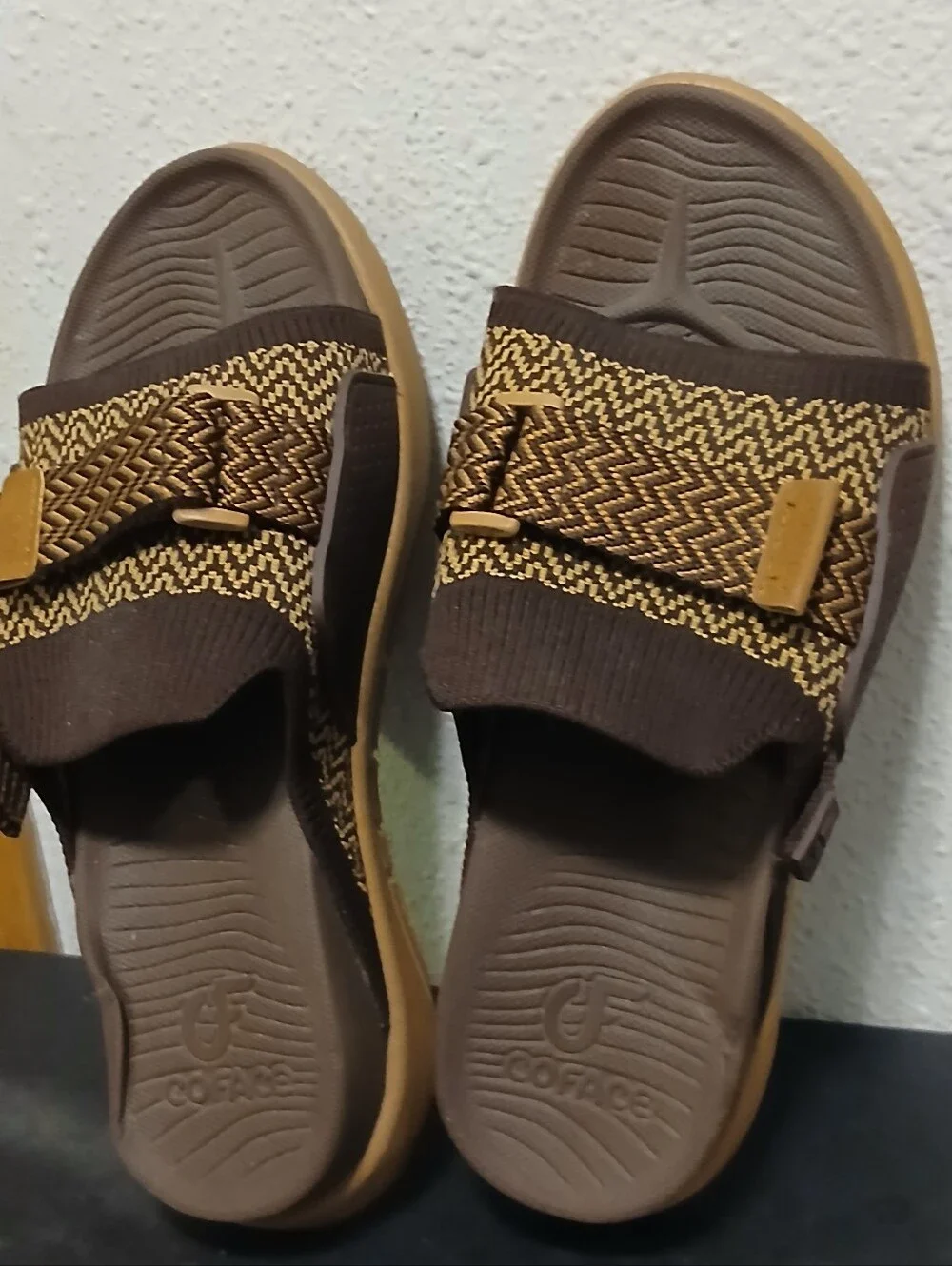 ​COFACE Men's Orthopedic Sport Recovery Slide Sandals Brown Size 9